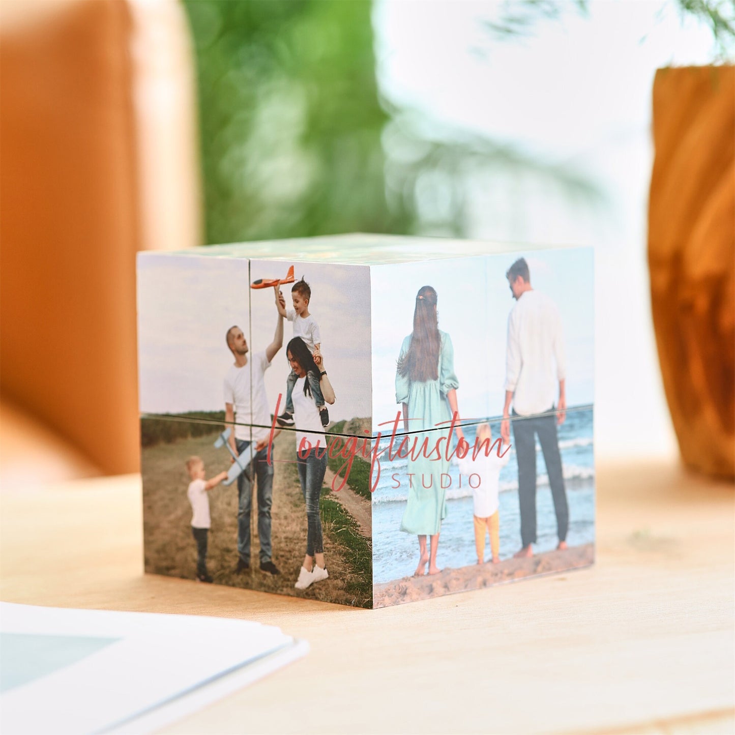 Custom Infinity Photo Cube, Blended family gift, Anniversary surprise gifts, Birthday Gift family photo cube pet memorial, gift for him her