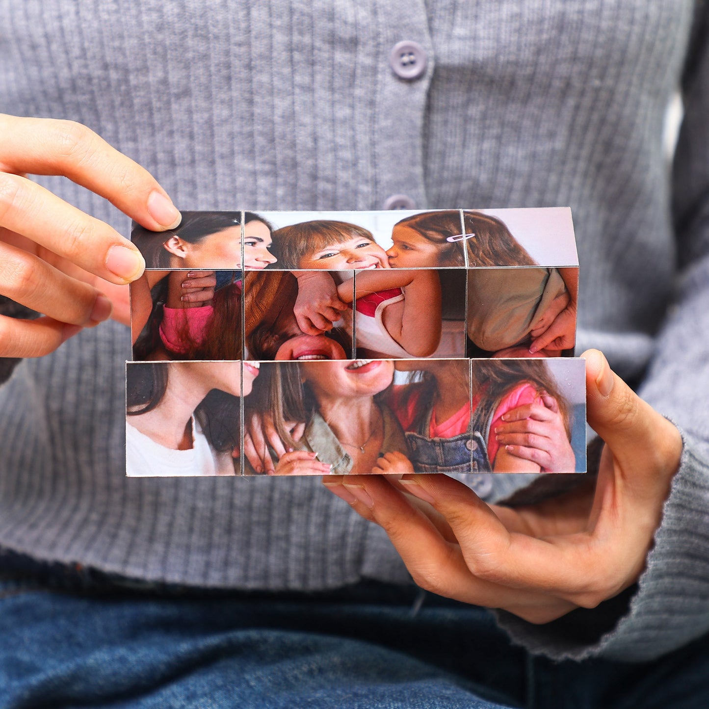 Custom Infinity Photo Cube, Blended mother gift, personal birthday surprise gifts, home decor photo cube mom memorial gift, gift for grandma