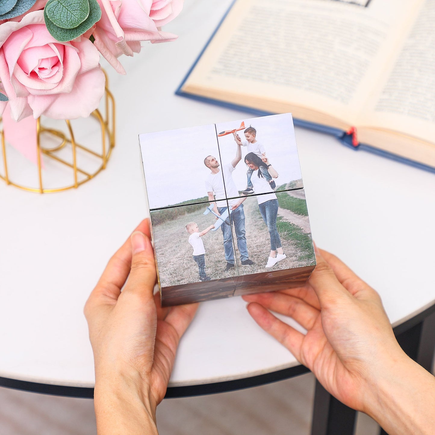 Custom Infinity Photo Cube, Blended family gift, Anniversary surprise gifts, Birthday Gift family photo cube pet memorial, gift for him her