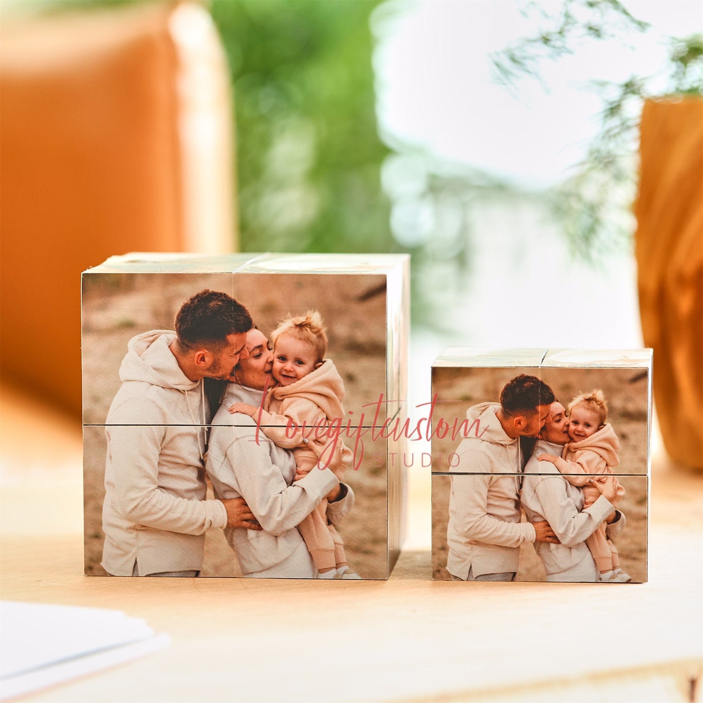 Custom Infinity Photo Cube, Blended family gift, personal birthday surprise gifts, home decor photo cube mom memorial gift, gift for father