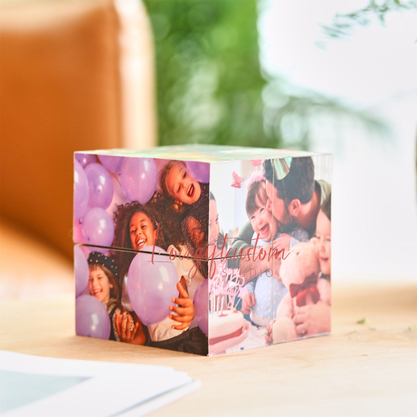 Custom Infinity Photo Cube, Blended family gift, party surprise gifts, Birthday Gift kids photo cube pet memorial, gift for him her