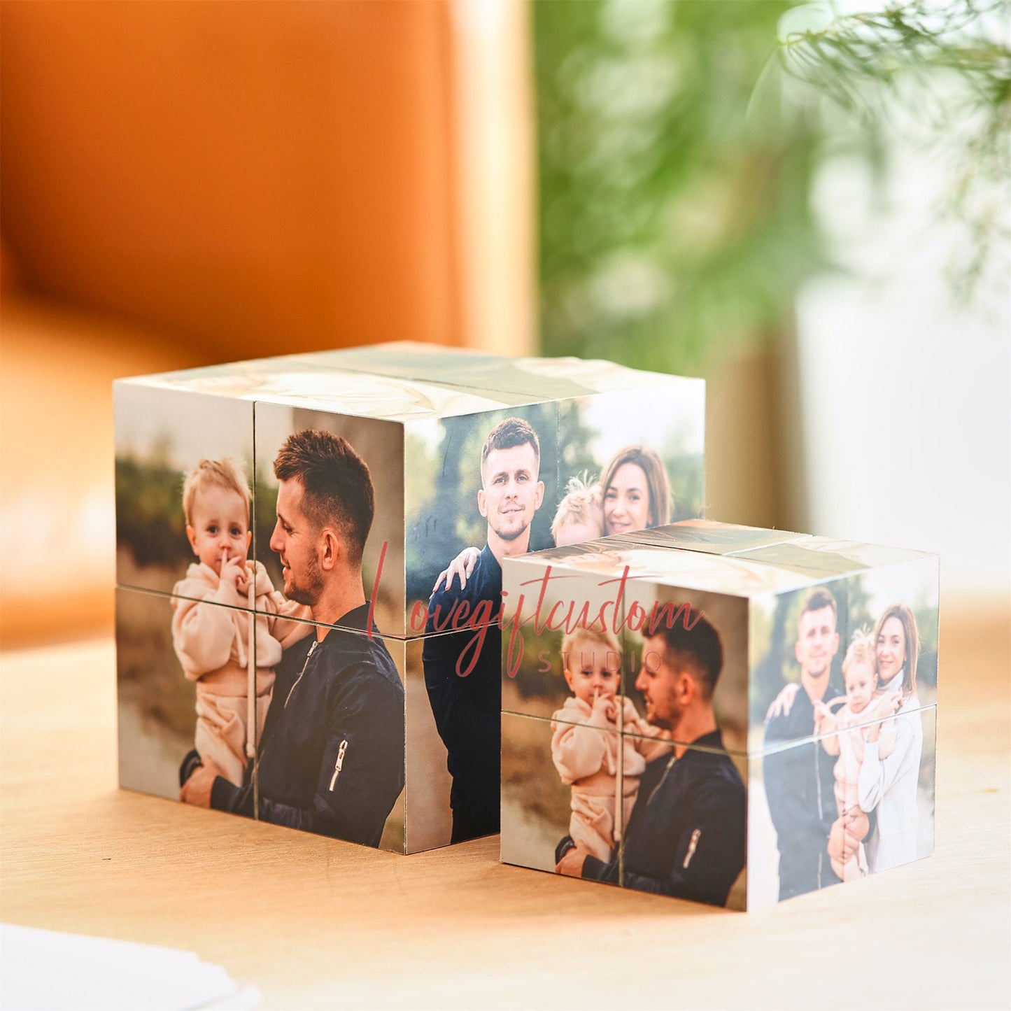 Custom Infinity Photo Cube, Blended family gift, personal birthday surprise gifts, home decor photo cube mom memorial gift, gift for father