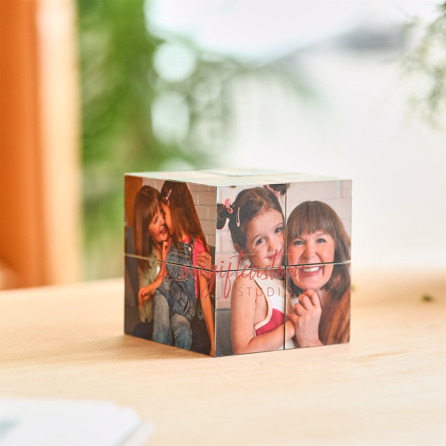 Custom Infinity Photo Cube, Blended mother gift, personal birthday surprise gifts, home decor photo cube mom memorial gift, gift for grandma