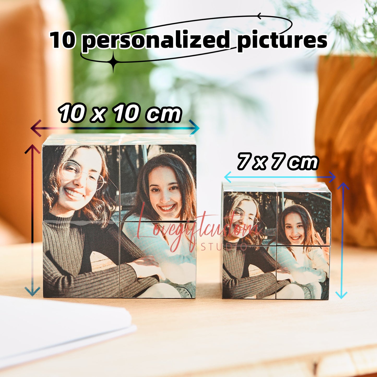 Custom Infinity Photo Cube, Blended mother gift, personal birthday surprise gifts, home decor photo cube mom memorial gift, gift for grandma