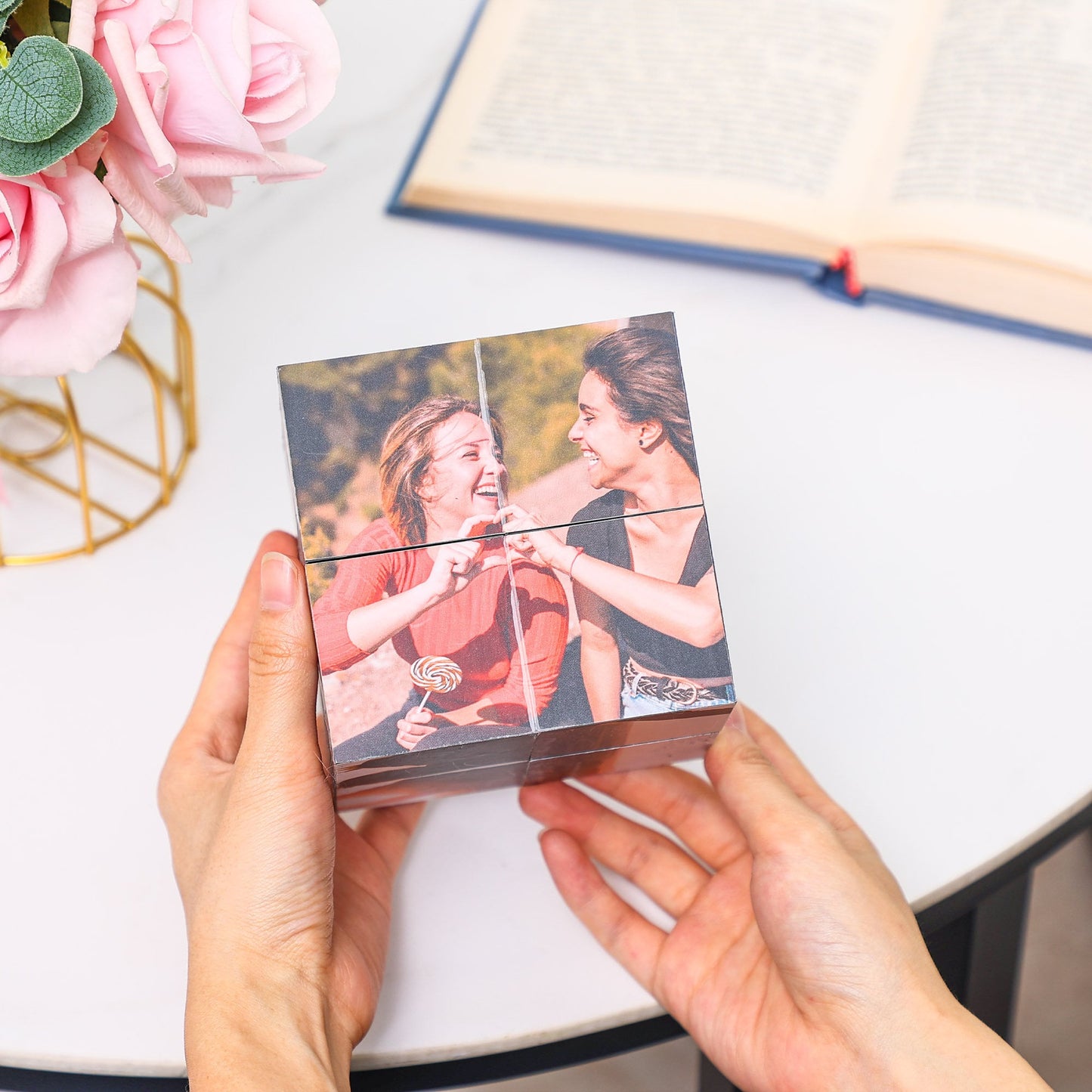 Infinity Photo Cube custom gift, Memory photo cube, family photo cube, Folding Photo Cube, Birthday Gift For Her Him, couple gift cube