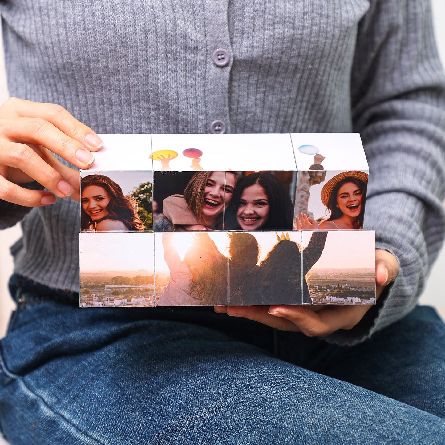 Infinity Photo Cube custom gift, Memory photo cube, family photo cube, Folding Photo Cube, Birthday Gift For Her Him, couple gift cube