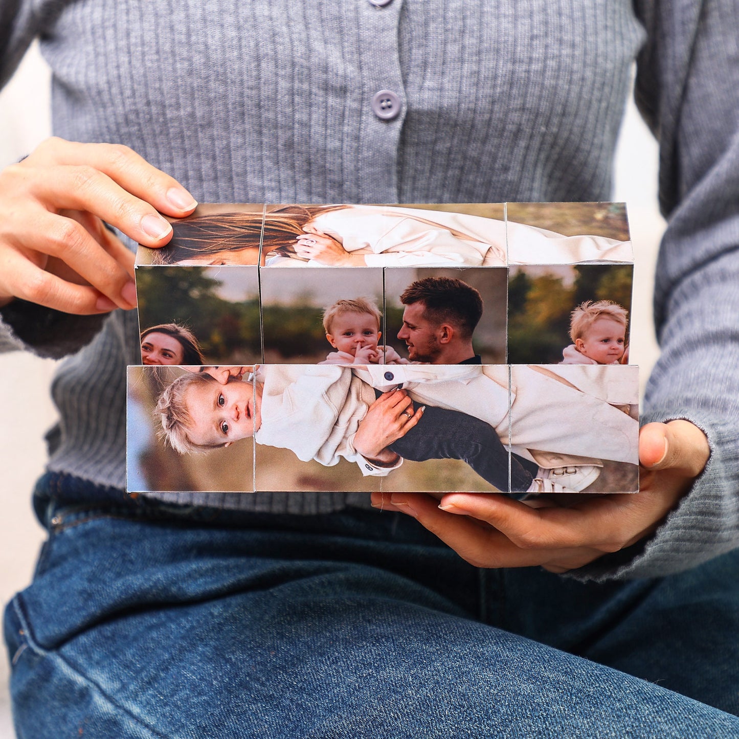 Custom Infinity Photo Cube, Blended family gift, personal birthday surprise gifts, home decor photo cube mom memorial gift, gift for father